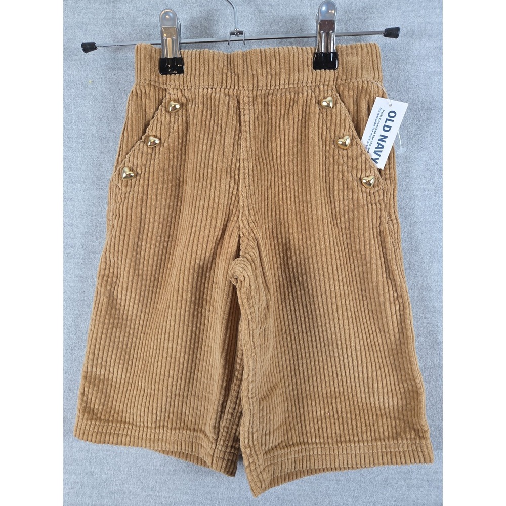 Old Navy Baby Girls 12-18 Mos Corded Wide Leg Pants Heart Buttons Preppy NEW